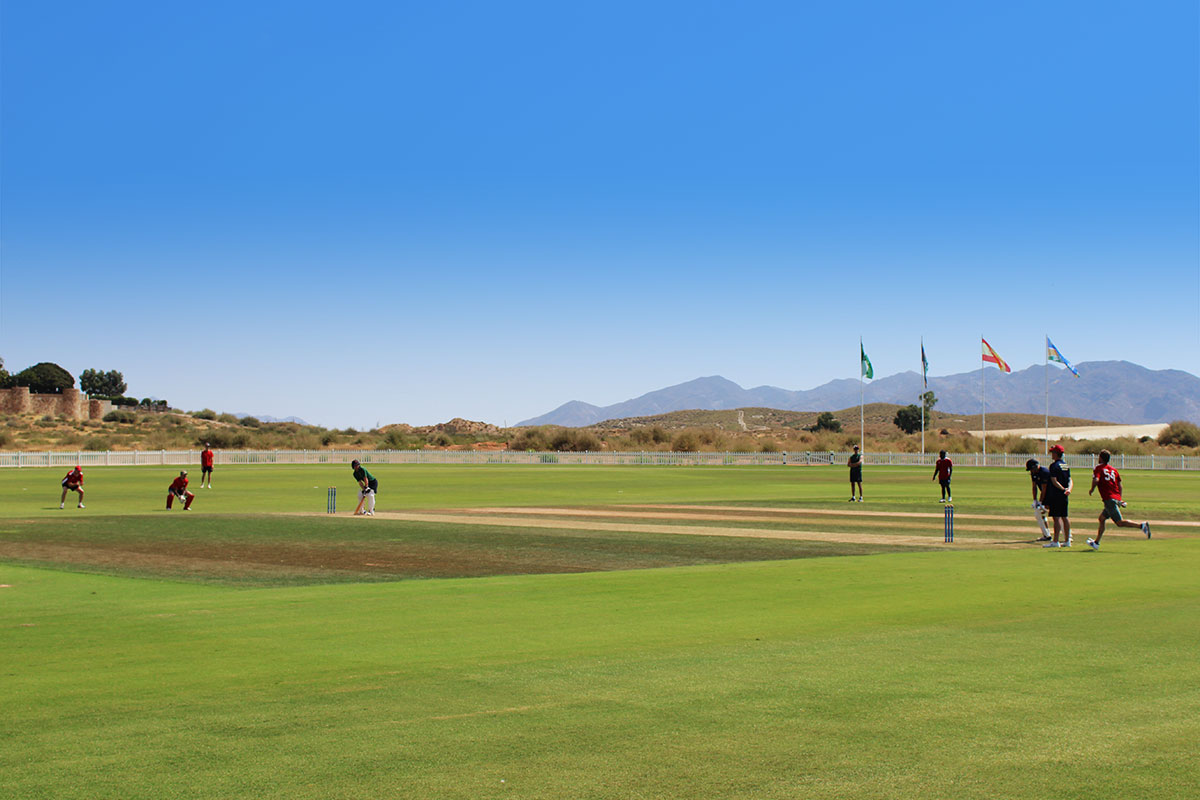 Light Dragoons in action against Granada CC on the Desert Springs ICC Accredited Match Ground